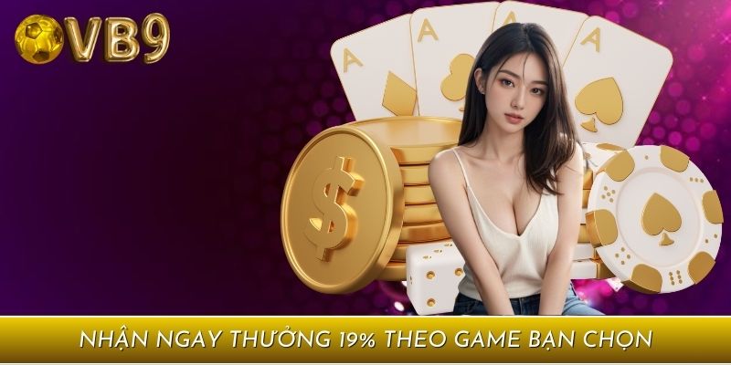 Tặng thưởng 19% áp dụng từ lần nạp thứ hai trở đi